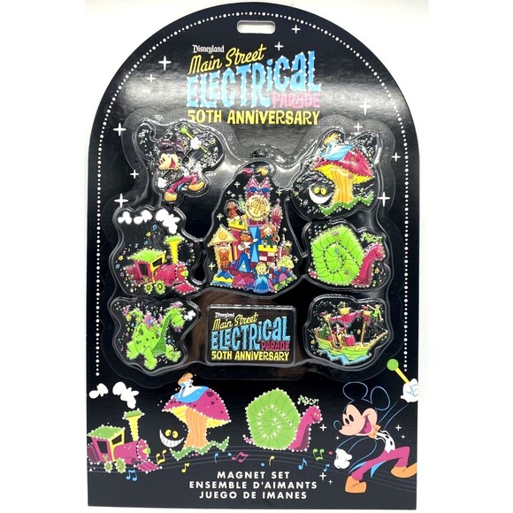 Disney Parks Mickey Main Street Electrical Parade 50th Anniversary 8 Magnet Set - Picture 1 of 4